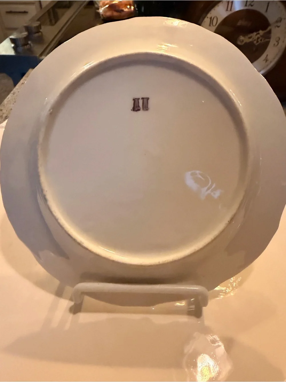 Vintage White Porcelain Decorative Plate with Floral Cottage Motif